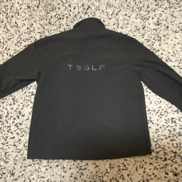 Tesla Men's Black Soft Shell Jacket Logo Full Zip Large Employee Windbreaker - Picture 12 of 15